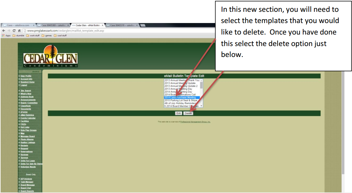 EMAIL BULLETINS Deleting Custom Community Templates Email Bulletin