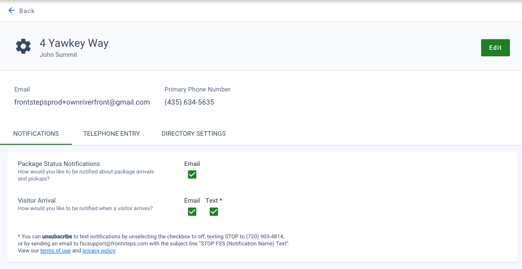 How do residents edit visitor arrival notifications?