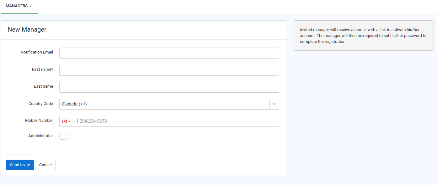 Admin - Adding a Manager and Administrator