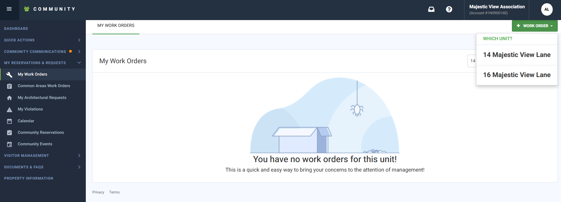 Resident - Creating Work Order/Common Area Work Orders